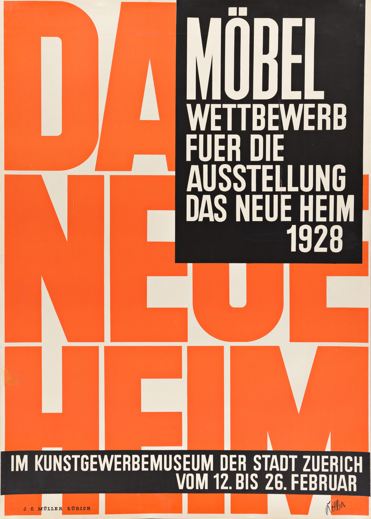 ERNST KELLER (1891-1968).  DAS NEUE HEIM. 1928. 50¼x35¼ inches, 128¼x89½ cm. J.C. Müller, Zurich.